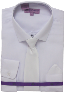 BOYS DRESSY SHIRTS (LONG SLEEVE) WHT/WHT